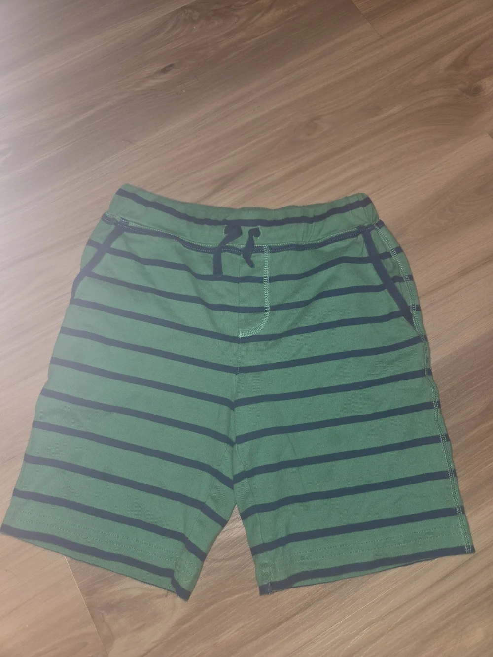 Boy's Mini Boden Green & Navy Striped Shorts - Swim Trunks - Sz 10yr, Cotton
